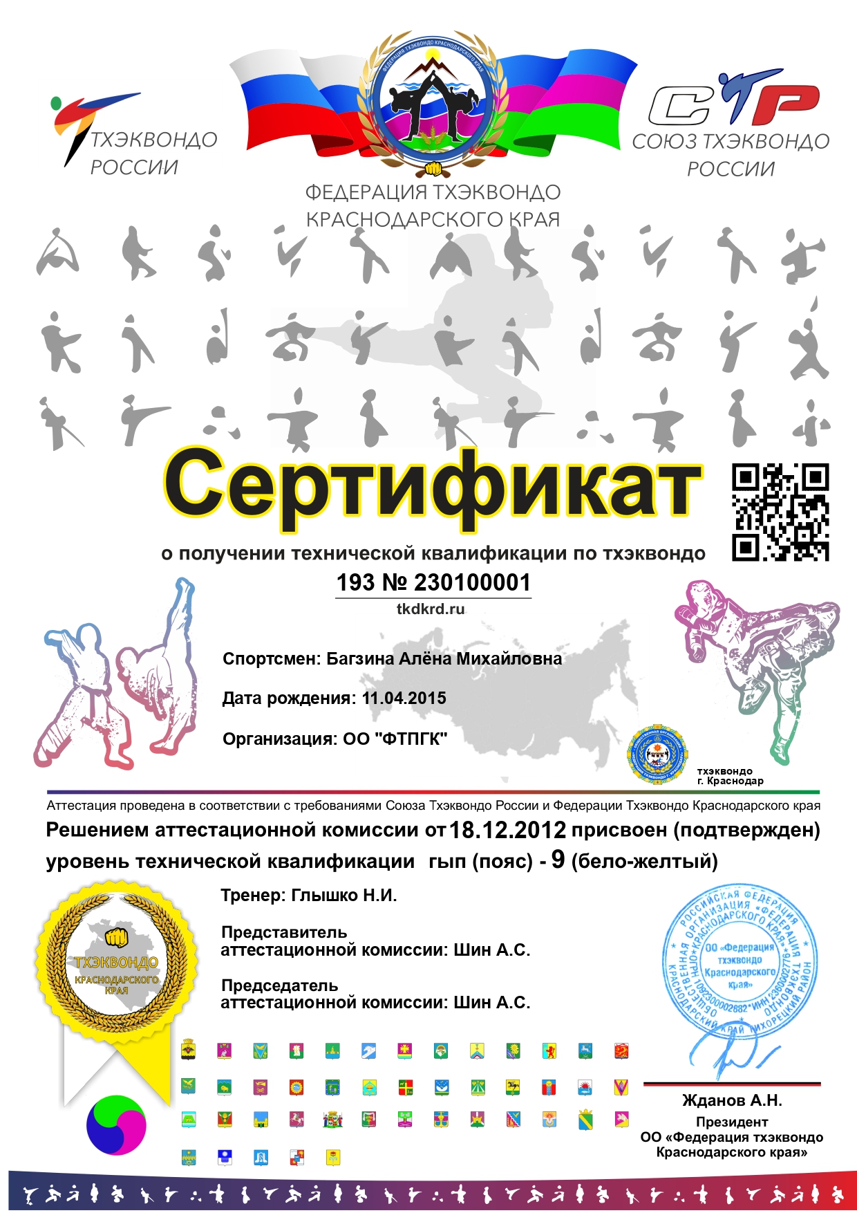Образец сертификата тренера
